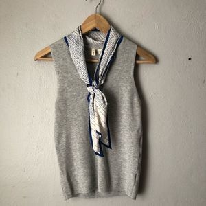 Moth Anthropologie sleeveless grey sweater with mock scarf